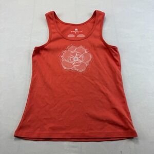Greensource Tank Top Women Medium Red Organic Cotton Flower Rhinestones Pullover